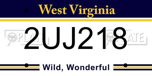 2UJ218 West Virginia License Plate