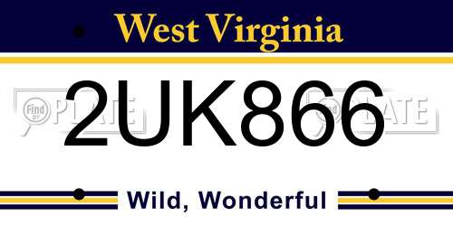 2UK866 West Virginia License Plate