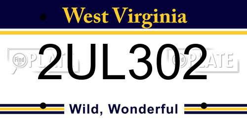 2UL302 West Virginia License Plate