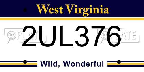 2UL376 West Virginia License Plate