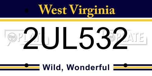 2UL532 West Virginia License Plate