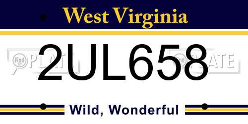 2UL658 West Virginia License Plate