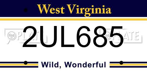 2UL685 West Virginia License Plate
