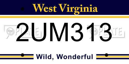 2UM313 West Virginia License Plate