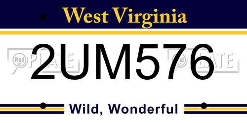 2UM576 West Virginia License Plate