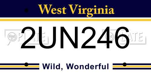 2UN246 West Virginia License Plate