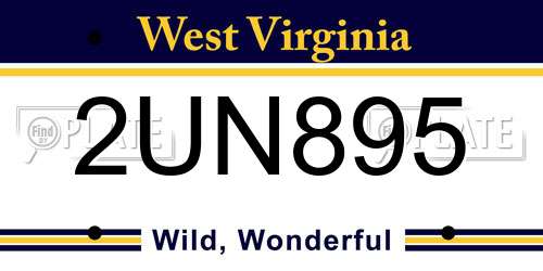 2UN895 West Virginia License Plate