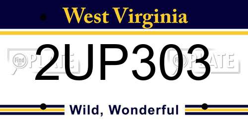 2UP303 West Virginia License Plate