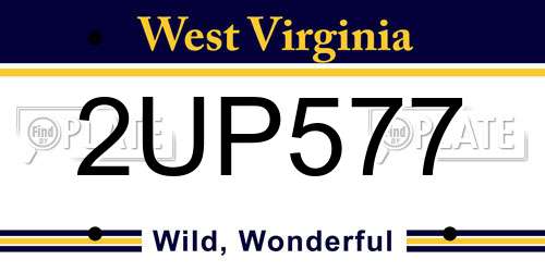 2UP577 West Virginia License Plate