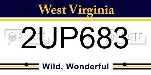 2UP683 West Virginia License Plate