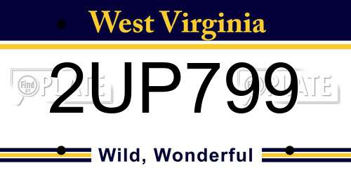 2UP799 West Virginia License Plate