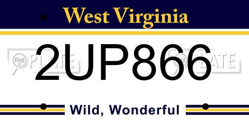 2UP866 West Virginia License Plate