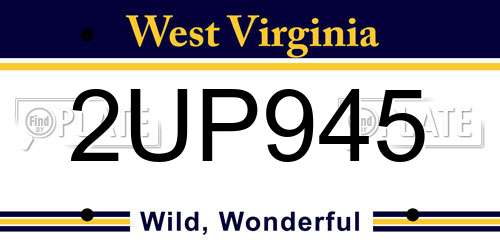 2UP945 West Virginia License Plate