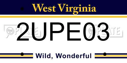 2UPE03 West Virginia License Plate