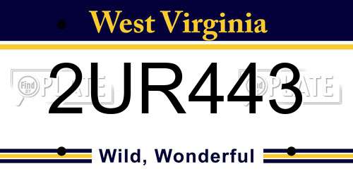 2UR443 West Virginia License Plate