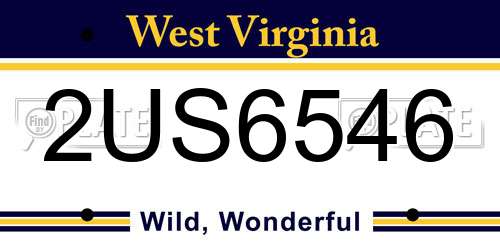 2US6546 West Virginia License Plate