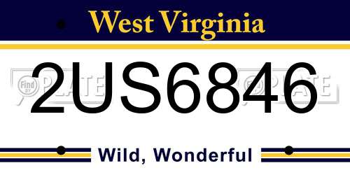 2US6846 West Virginia License Plate