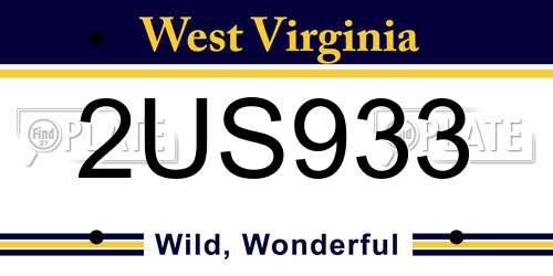 2US933 West Virginia License Plate