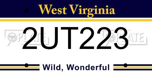2UT223 West Virginia License Plate