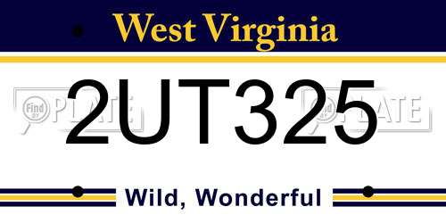 2UT325 West Virginia License Plate