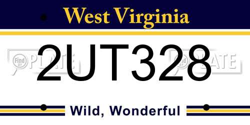 2UT328 West Virginia License Plate