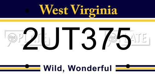 2UT375 West Virginia License Plate