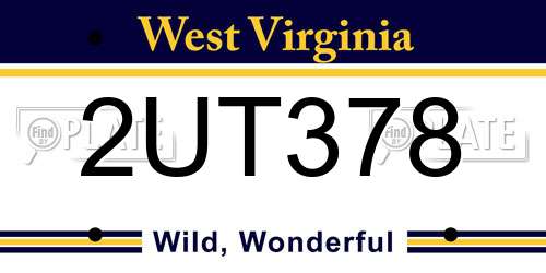 2UT378 West Virginia License Plate
