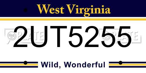 2UT5255 West Virginia License Plate