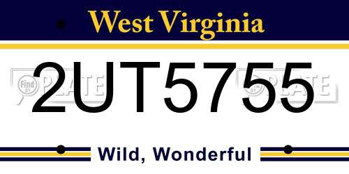 2UT5755 West Virginia License Plate