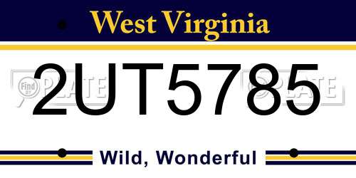 2UT5785 West Virginia License Plate