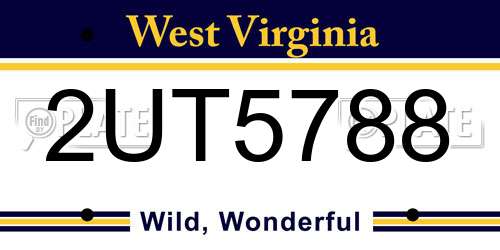 2UT5788 West Virginia License Plate