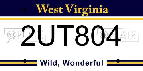 2UT804 West Virginia License Plate