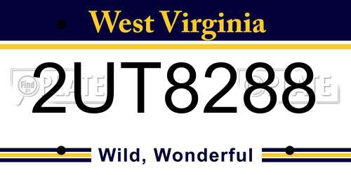 2UT8288 West Virginia License Plate