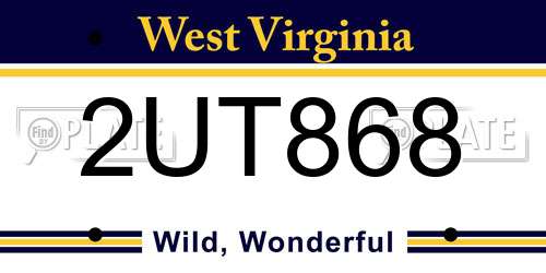 2UT868 West Virginia License Plate