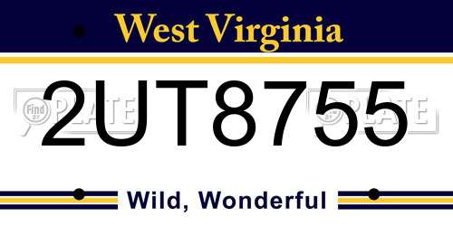 2UT8755 West Virginia License Plate