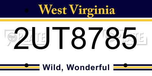 2UT8785 West Virginia License Plate