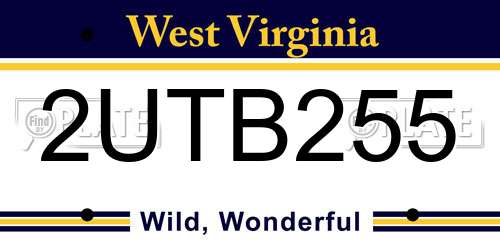 2UTB255 West Virginia License Plate