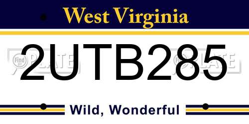 2UTB285 West Virginia License Plate