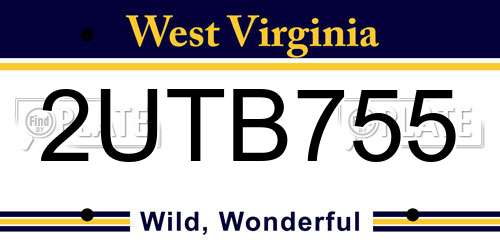 2UTB755 West Virginia License Plate