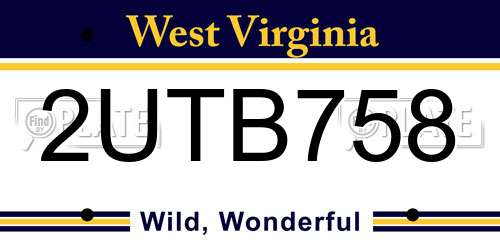 2UTB758 West Virginia License Plate