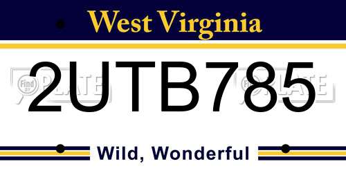 2UTB785 West Virginia License Plate