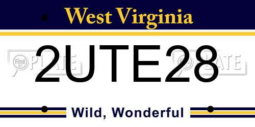 2UTE28 West Virginia License Plate