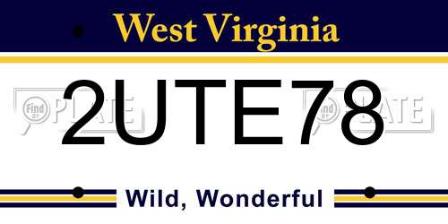 2UTE78 West Virginia License Plate