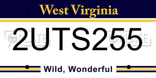 2UTS255 West Virginia License Plate
