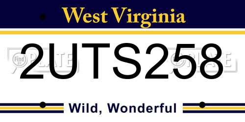 2UTS258 West Virginia License Plate