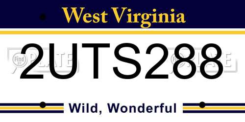 2UTS288 West Virginia License Plate