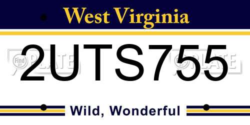2UTS755 West Virginia License Plate