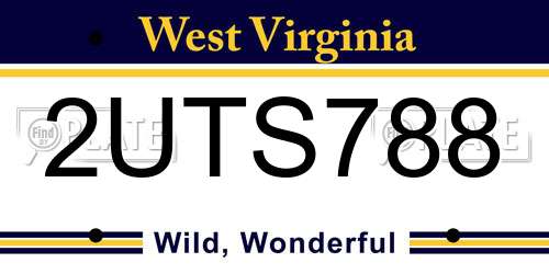 2UTS788 West Virginia License Plate