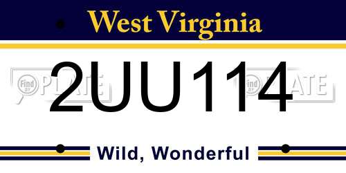 2UU114 West Virginia License Plate