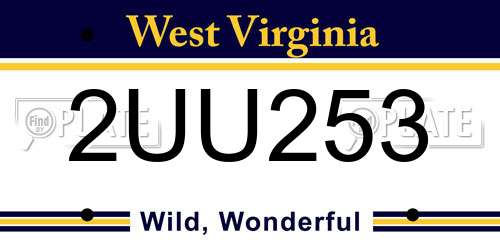 2UU253 West Virginia License Plate